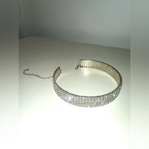 Rhinestone dog collar choker necklace